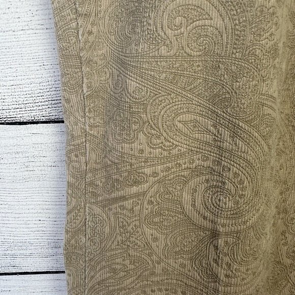 Ann Taylor Women's Corduroy Paisley Print Pants Khaki High Rise Straight Size 14 - Picture 5 of 7